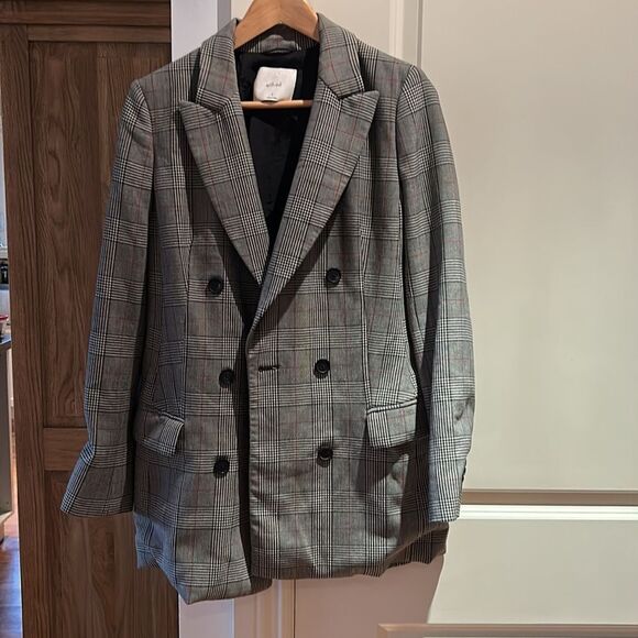 🎀 Wilfred Margaux long plaid blazer peak lapel  4 Aritzia oversized - Picture 8 of 13